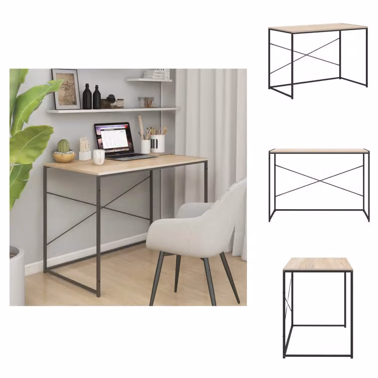 vidaXL Scrivania per computer nera e rovere 110x60x70cm in legno - Scrivanie