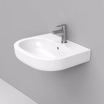 Lavabo sospeso Mirto in ceramica bianca di Ceramica Dolomite con troppo pieno e foro rubinetto L: 60 cm, P: 48 cm, H: 17,9 cm