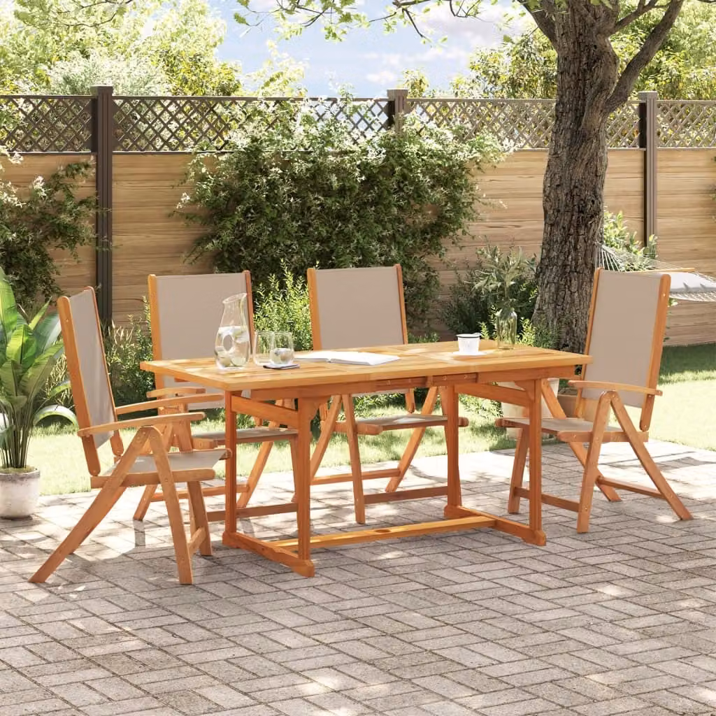 Maison Exclusive - Set da pranzo da giardino a 5 pezzi in legno massello di acacia e Textilene
