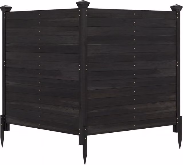 Recinto da giardino in legno massello nero con 2 pannelli a schermo ventilato per montaggio facile – 1