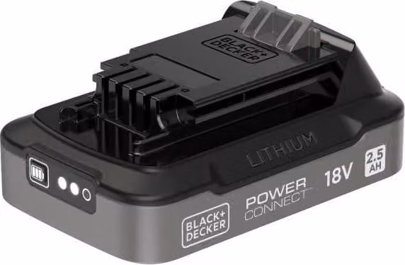 Batteria 18 V, 2,5 Ah, indice di carica, BLACK+DECKER BDL2518S-XJ, nero