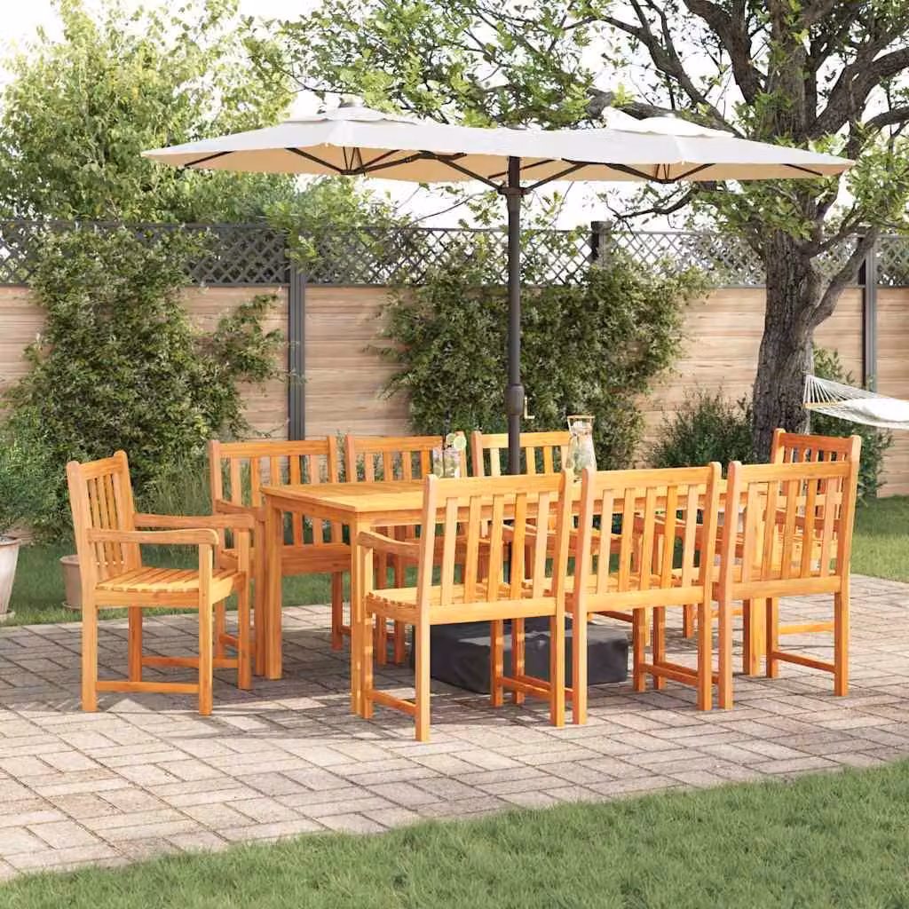 Maison Exclusive - Set da pranzo per esterno, 9 pezzi, legno massello di acacia, colore marrone