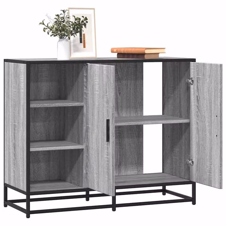 Credenza in stile industriale vidaXL in legno e MDF, colore Grigio Sonoma, L 92 cm x P 35 cm x H 76 cm