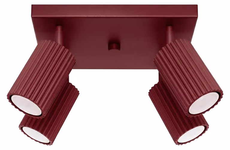 Plafoniera KARBON 4 bordeaux 1xGU10 10W alluminio 16.5x25x25cm Sollux Lighting