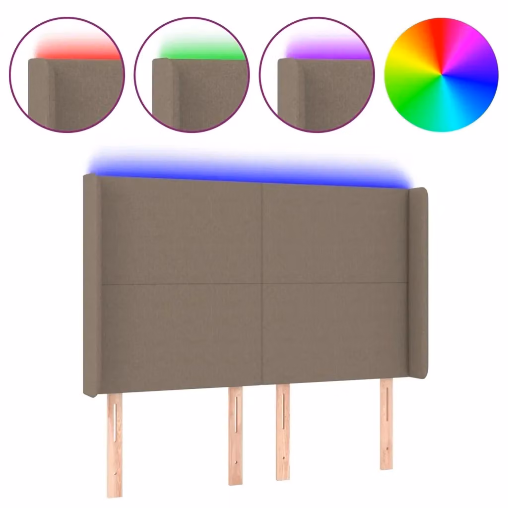 Testiera con LED Design Mania in tessuto beige con porta USB, L: 147 cm, P: 16 cm, H: 118/128 cm – 2