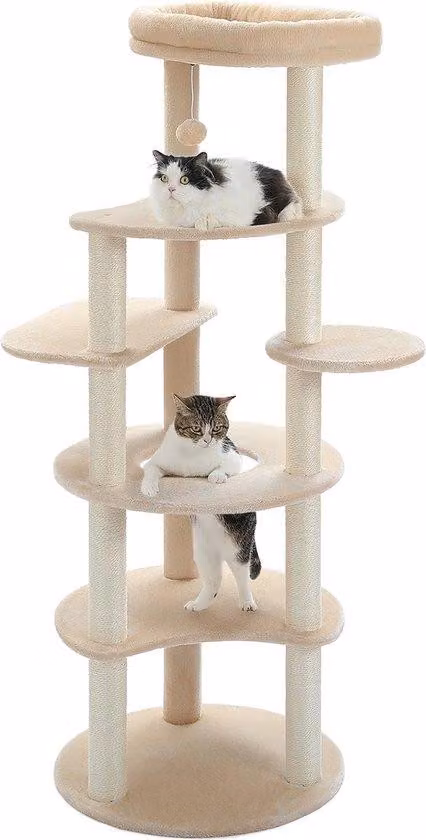 Albero tiragraffi per gatti di grossa taglia, altezza 154 cm, beige