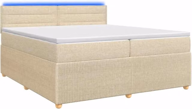 Letto box spring ibrido vidaXL con materasso a molle insacchettate e base contenitore, colore beige e bianco, L/P/H: 200 x 200 x 100,5 cm