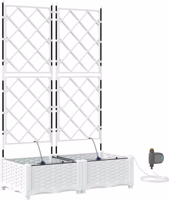 Set di 2 fioriere da giardino dal design moderno 80 x 40 x 126 cm pratiche con sistema di irrigazione acciaio bianco 02_0058613
