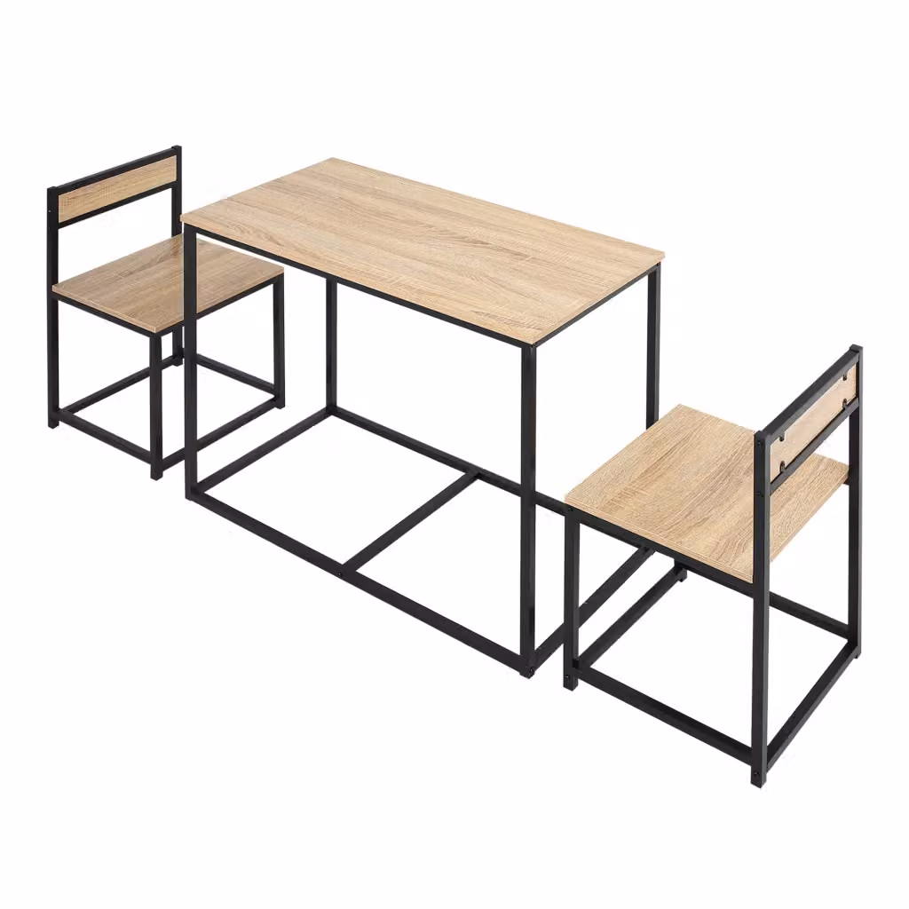 Set tavolo da pranzo Xylo con 2 sedie pieghevoli in metallo nero ed effetto rovere chiaro – 2