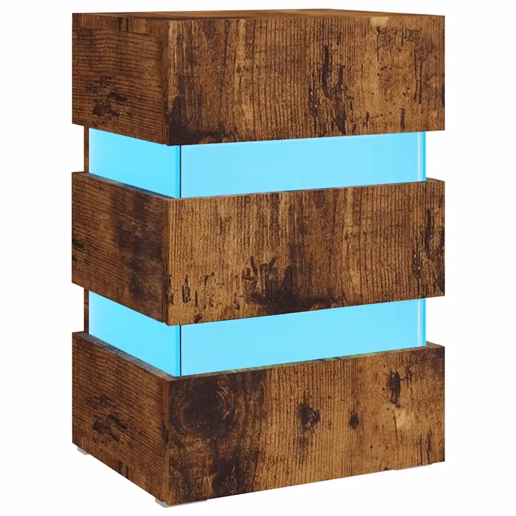 vidaXL Comodino Moderno con LED in Legno Rovere Fumo, L 45 cm x P 35 cm x H 67 cm – 2
