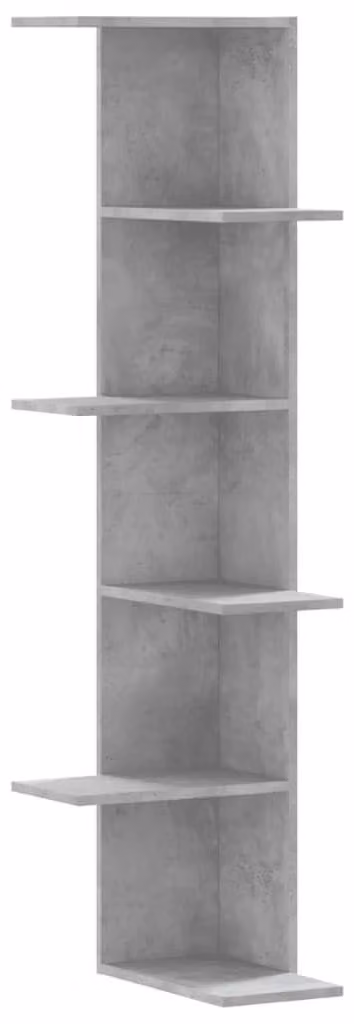 Mensole angolari in legno, colore grigio cemento