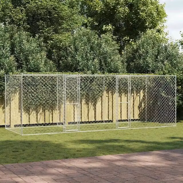 Gabbia per cani vidaXL in metallo argentato resistente alle intemperie L: 600 cm, P: 200 cm, H: 200 cm – 1
