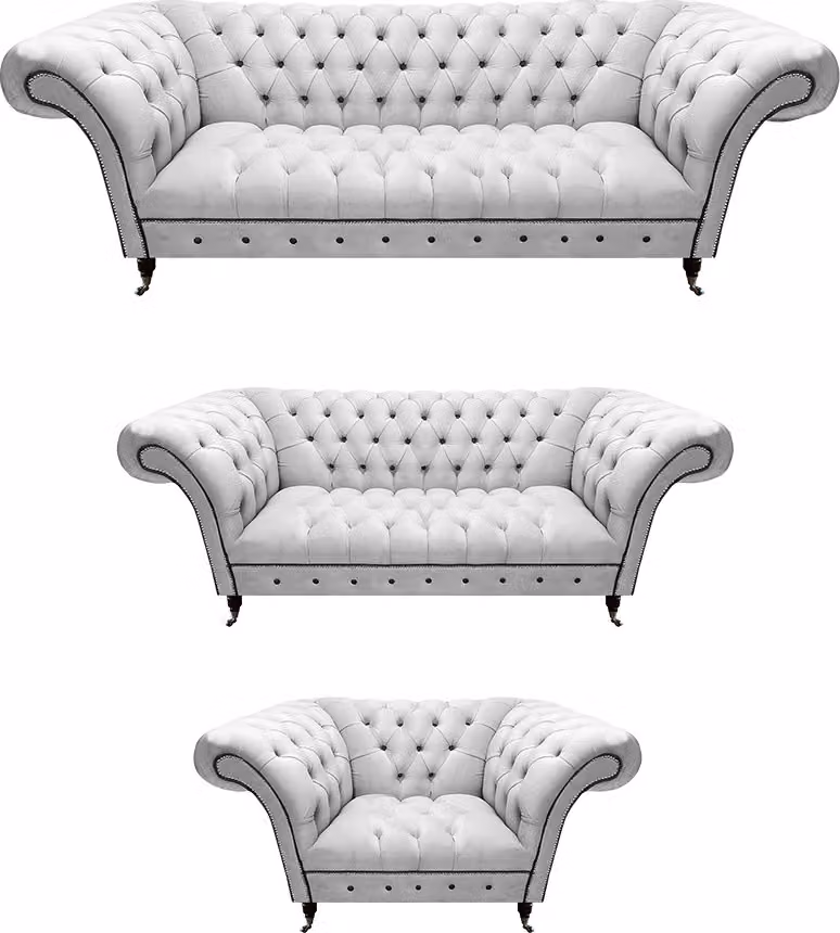 Weiß Sofagarnitur 3tlg Chesterfield Modern Design Wohnzimmer Polstersofa