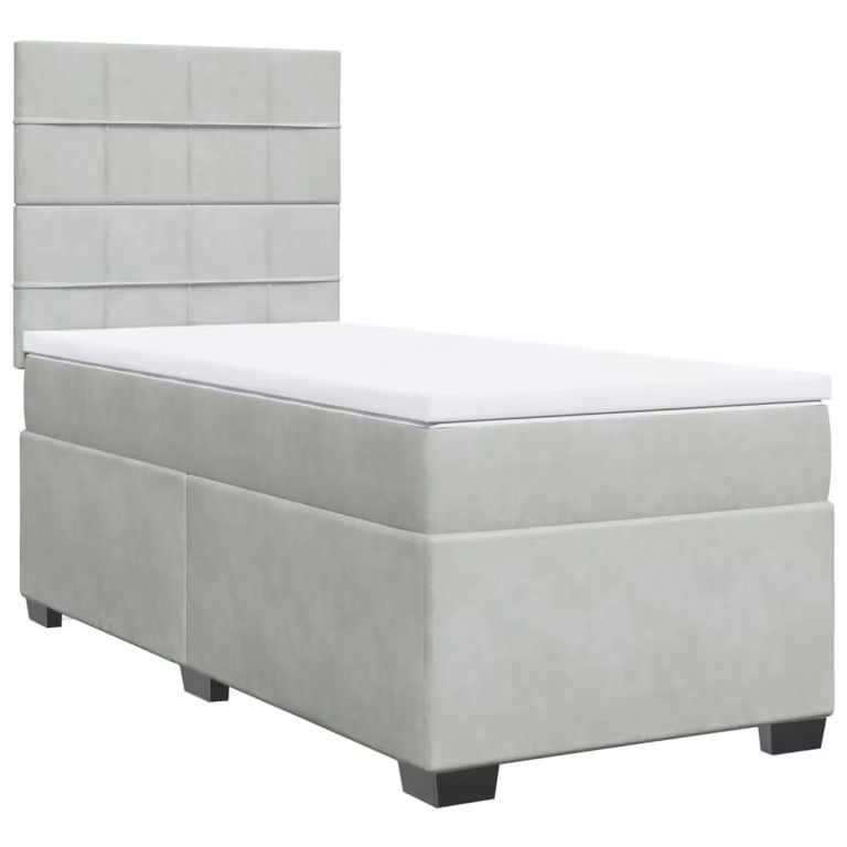 Giroletto a Molle con Materasso Grigio Chiaro 90x200 cm Velluto