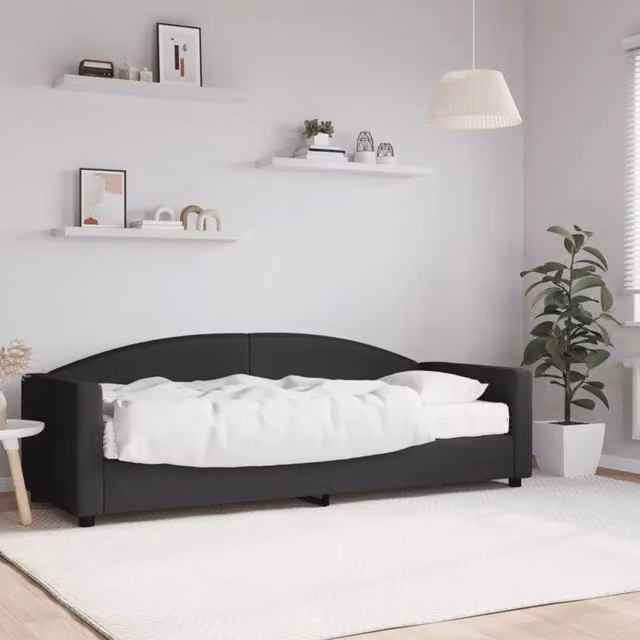 Divano Letto con Materasso-Sofa Letto-Daybed Nero 80x200 cm in Tessuto 298556