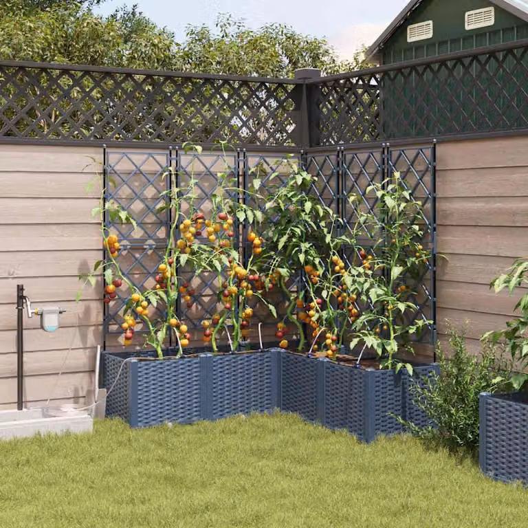 Set di 3 vasi da giardino vidaXL in plastica grigi, L/P/H: 80 x 80 x 143 cm