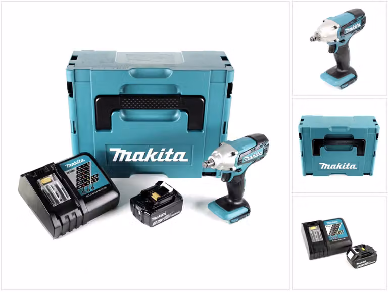 Makita DTW 190 RF1J 18V Avvitatore ad impulsi a batteria in valigetta Makpac + 1x Batteria BL 1830 3,0 Ah + Caricatore rapido DC 18 RC