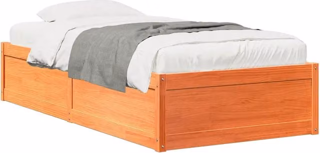 Letto singolo moderno in legno di pino color marrone cera L 90 x P 200 cm