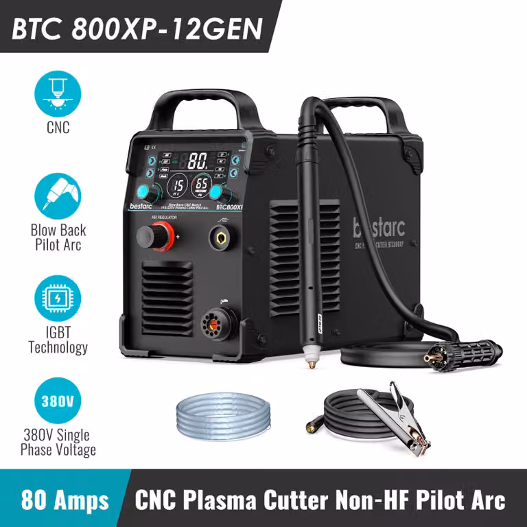 Tagliasole a plasma - Macchina per tagliare a plasma controllata da CNC - 80A, sistema di innesco ad arco pilota senza alta frequenza - Sensore di aria - Taglio pulito di 1,6 cm, massimo 4 cm - 380V - IPTM80-6M