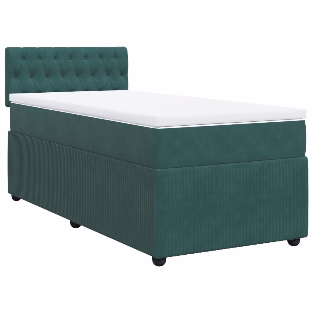 Giroletto a Molle con Materasso Verde Scuro 100x200 cm Velluto