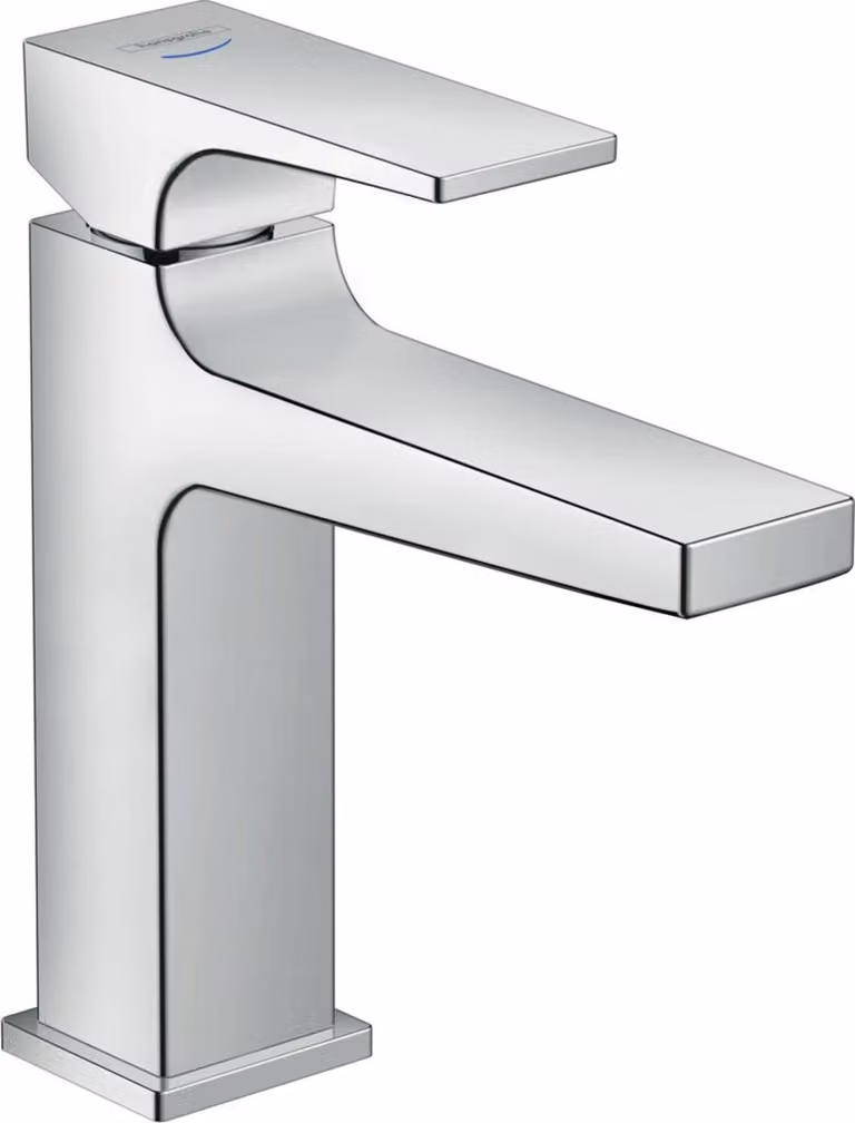 hansgrohe Mitigeur monocommande de lavabo Metropol 100, béqu'ille pour eau froide, sans vidage, pour lave-mains, saillie 127mm, 32501000, 32501000