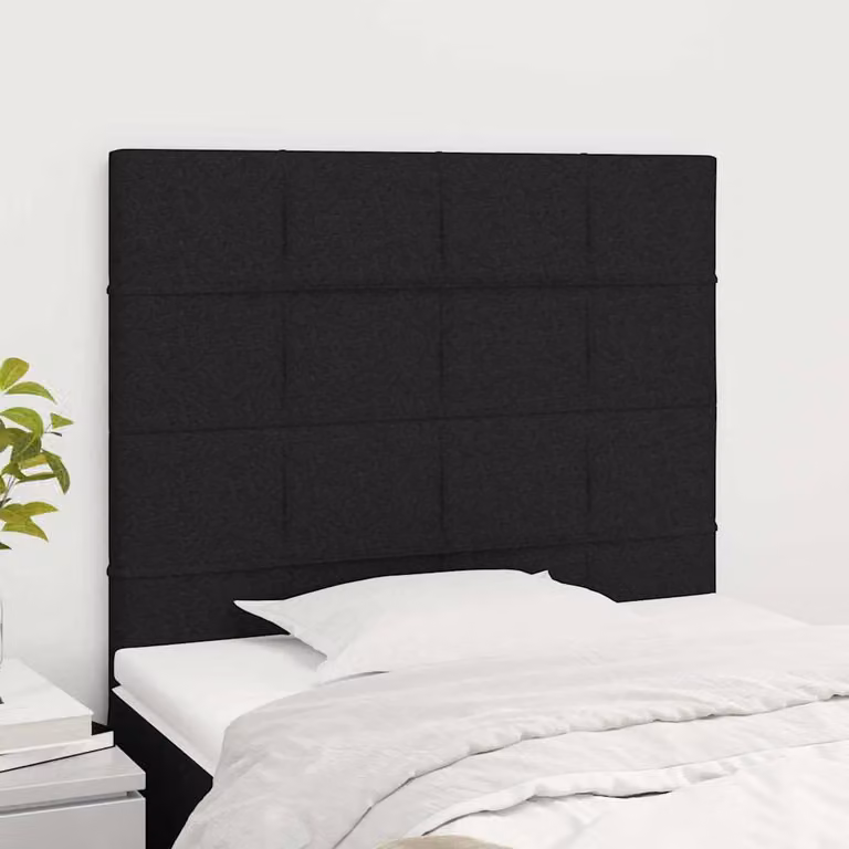Testiera per letto imbottita vidaXL in tessuto nero con struttura in legno di larice, L: 80 cm, P: 5 cm, H: 118-128 cm
