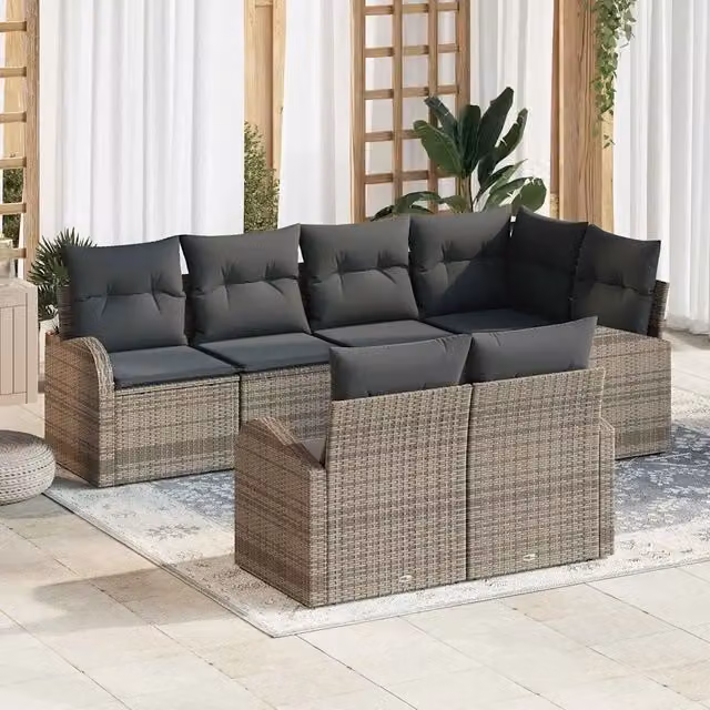 Set Divano da Giardino 7 pz Grigio polyrattan 3354748