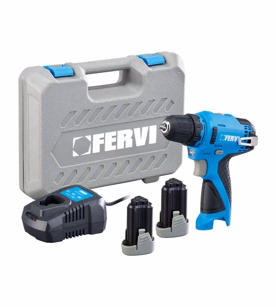 Fervi Trapano Avvitatore 12V 2.0Ah con Blocco Automatico e LED