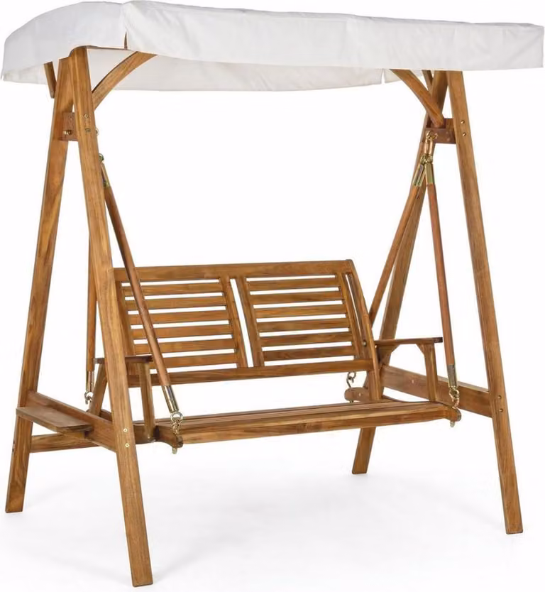 Casa Padrino Luxury Hollywood Swing Marrone / Bianco 185 cm - Altalena da giardino