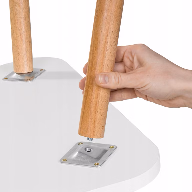 Tavolino ovale, bianco, 50 x 70 cm, con gambe in legno, ideale per il soggiorno