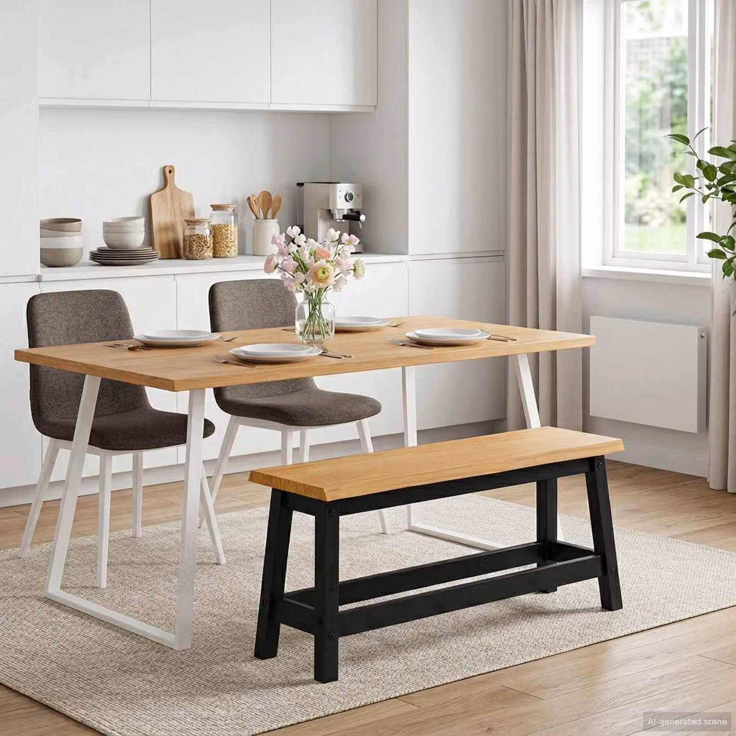 Panchina da pranzo EKAI vidaXL in legno di pino nero L: 91,5 cm, P: 29 cm, H: 45,5 cm