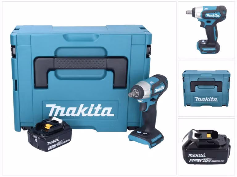 Avvitatore a impulsi a batteria Makita DTW 181 T1J 18 V 210 Nm 1/2" senza spazzole + 1x batteria ricaricabile 5,0 Ah + Makpac - senza caricabatteria