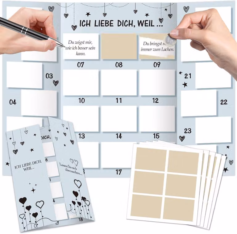 Calendario dell'Avvento con scritta "Ti amo" - Calendario dell'Avvento da realizzare personalmente - Calendario di Natale per amica/amico, per lui/lei, per il partner