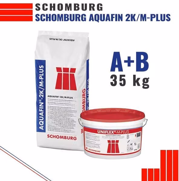 SCHOMBURG Aquafin 2K/M-PLUS Malta sigillante flessibile Impermeabilizzante 35 kg Grigio A+B