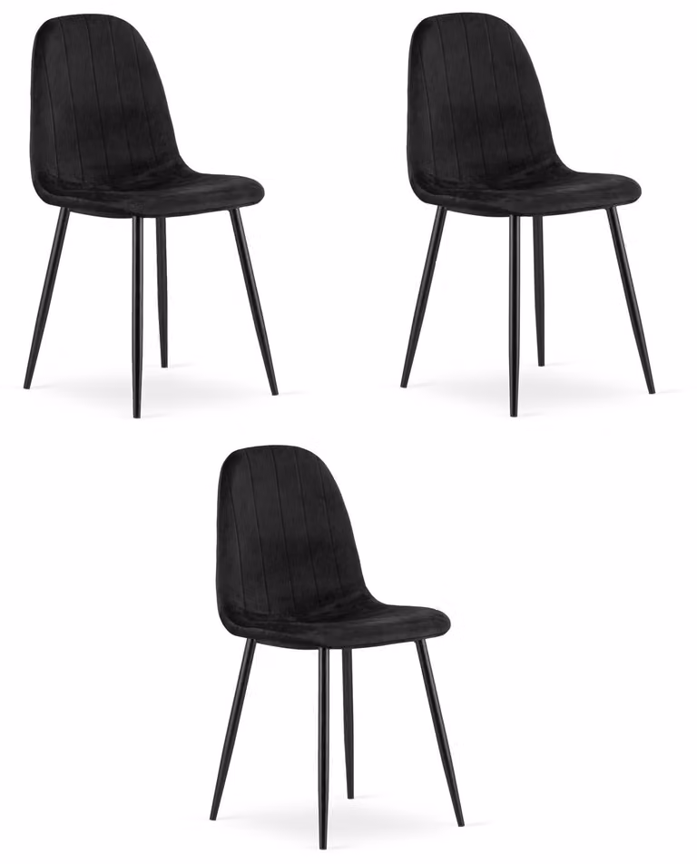 Sedia PADVA - velluto nero / gambe nere x 3