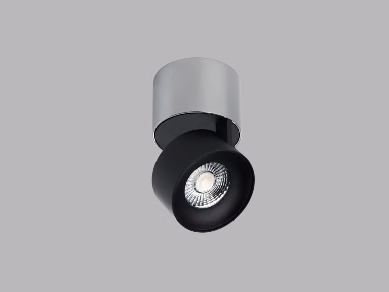 Apparecchio orientabile e inclinabile a soffitto LED2 KLIP ON CRI90, Variante: 11 W, 3000 K, base cromata, riflettore nero