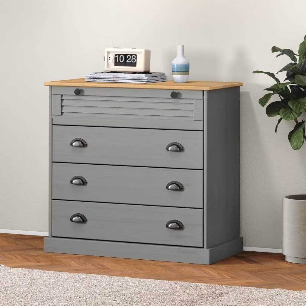 The Living Store cassettiera VIGO 80x40x76 cm in legno di pino massiccio