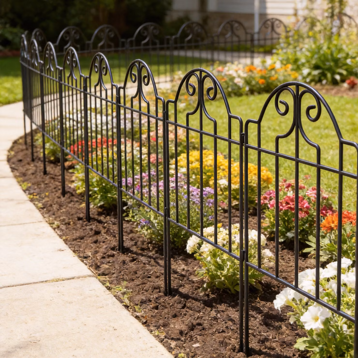Set di 4 recinzioni da giardino metalliche Outsunny con design ad arco, colore nero, H: 125 cm, L: 57 cm – 2