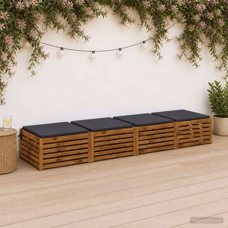 Set di 4 cuscini per sedia vidaXL SOEST in poliestere, forma quadrata, colore grigio antracite con rivestimento rimovibile e resistente ai raggi UV