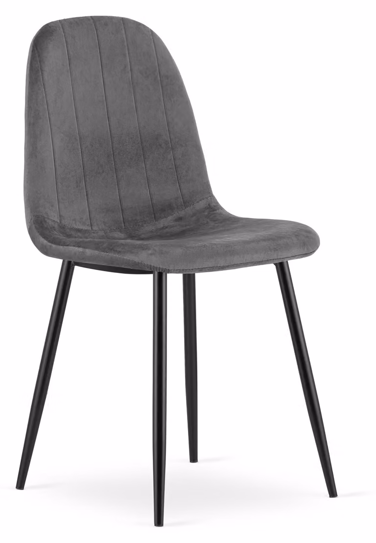 Sedia - Leobert - Padva - Velluto grigio scuro/gambe nere - 44,5 x 53 x 87 cm