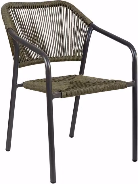 Sedia moderna in rattan sintetico verde Wanderlust Deco con braccioli L/P/H: 56 x 60 x 80 cm