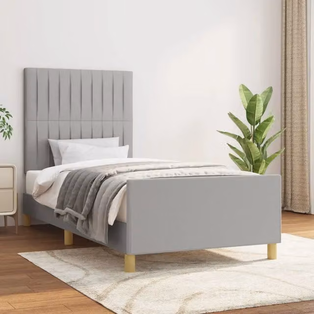 Giroletto senza materasso vidaXL in tessuto grigio con struttura in legno di larice L/P/H: 203 x 80 x 128 cm