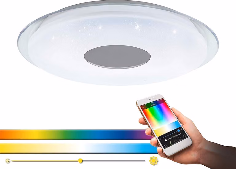 Plafoniera LED Crosslink LANCIANO-C bianca, trasparente H:8cm Ø:56cm dimmerabile 2700-6500K con funzione Connect