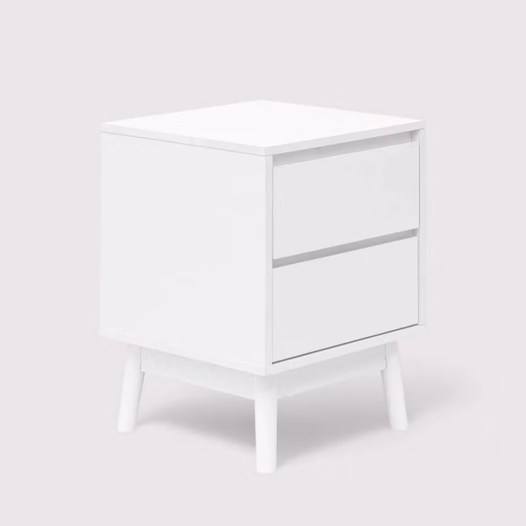 Yuzu - Comodino in stile moderno bianco con 2 cassetti