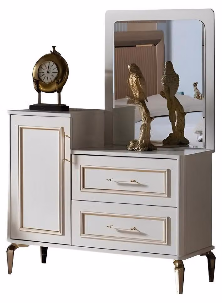 Schlafzimmer Set Schminktisch + Spiegel Kosmetiktisch Make-up Tisch Weiß 2tlg.