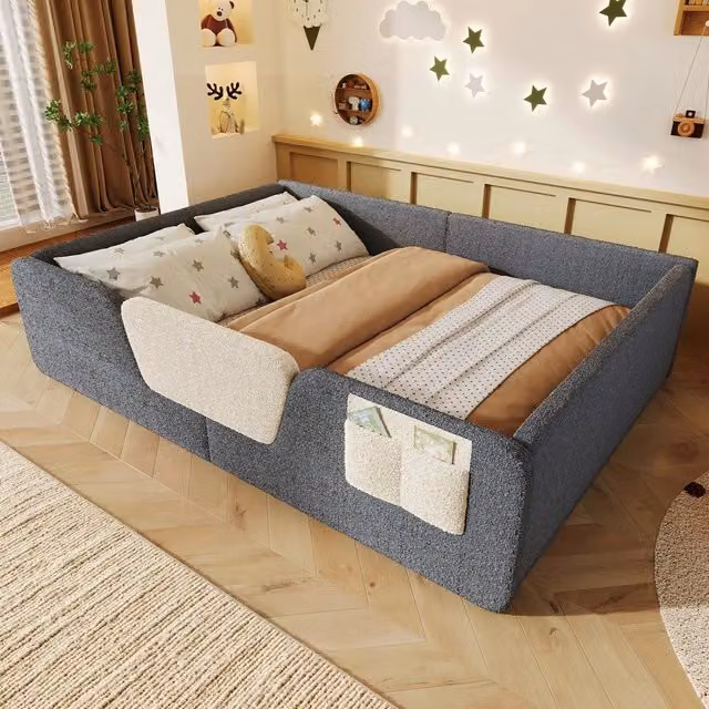 Letto Imbottito 140x190 ¨C Xylo ¨C Velluto Grigio, Senza Materasso