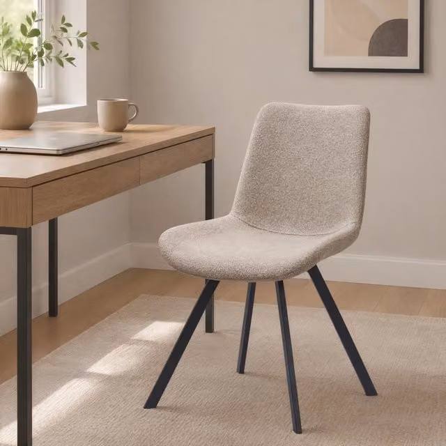 Set di 2 sedie da pranzo girevoli MIVRAY in tessuto beige con gambe in metallo opaco