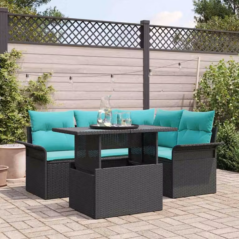 Maison Exclusive - Set da giardino composto da 5 pezzi. Colore: nero. Materiale: rattan sintetico