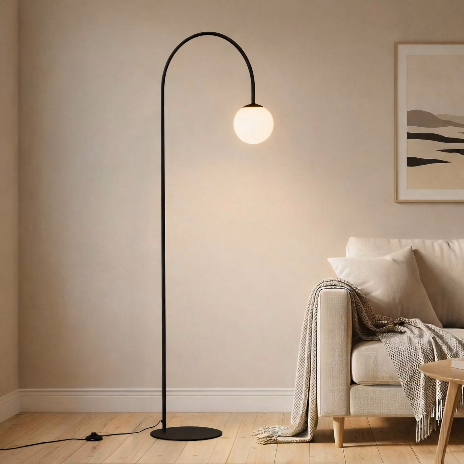 Lampada ad arco Nova Domiluce, Nero, Soggiorno / Sala da pranzo, Metallo, Moderno, Lampada da terra