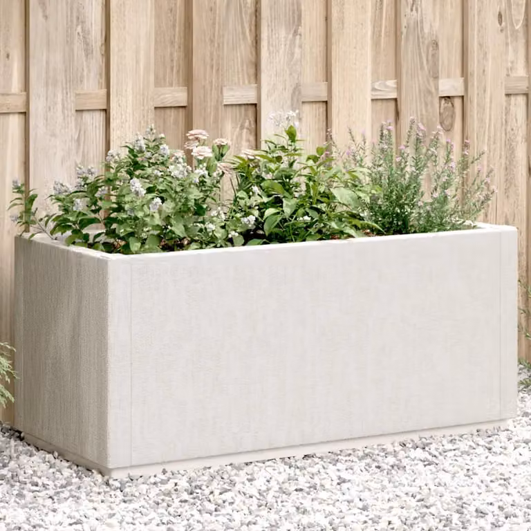 vidaXL Fioriera da Giardino in Plastica Bianca L: 80 cm, P: 36 cm, H: 35 cm